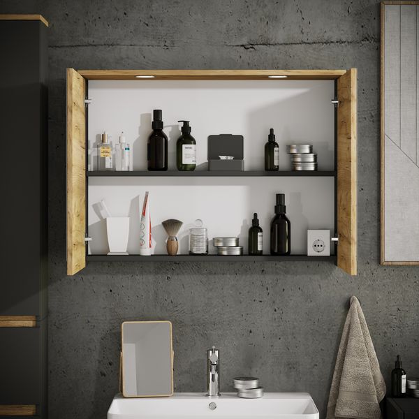 Produktbild: LED Bad Spiegelschrank Steckdose 59x80x23 Cosila