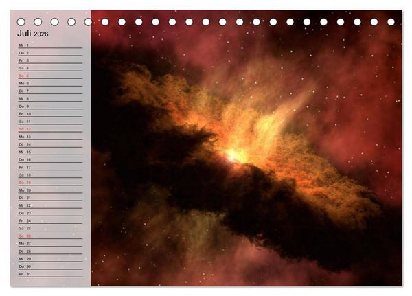 Produktbild: Der Weltraum. Spektakul&auml;re Gasnebel und Galaxien (Tischkalender 2026 DIN A5 quer), CALVENDO Monatskalender
