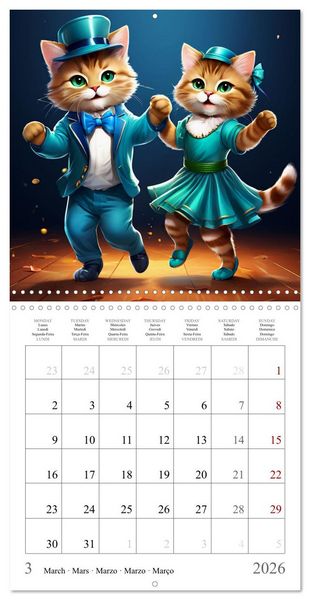 Produktbild: Cute Cats Dancing (Wall Calendar 2026 12 &times; 12 Inch) CALVENDO 12 Month Wall Calendar
