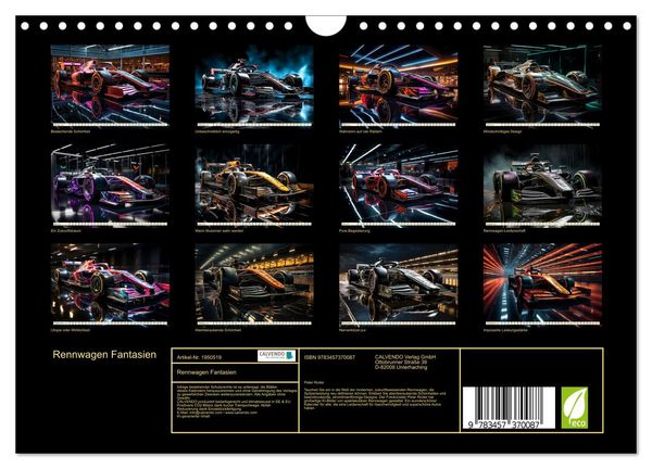 Produktbild: Rennwagen Fantasien (Wandkalender 2026 DIN A4 quer), CALVENDO Monatskalender