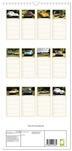 Produktbild: Familienplaner 2026 - Opel GT Der Kalender mit 5 Spalten (Wandkalender, 21 x 45 cm) CALVENDO