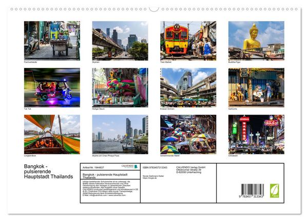 Produktbild: Bangkok - pulsierende Hauptstadt Thailands (hochwertiger Premium Wandkalender 2026 DIN A2 quer), Kunstdruck in Hochglanz