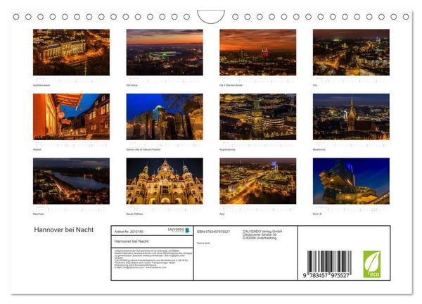 Produktbild: Hannover bei Nacht (Wandkalender 2026 DIN A4 quer), CALVENDO Monatskalender
