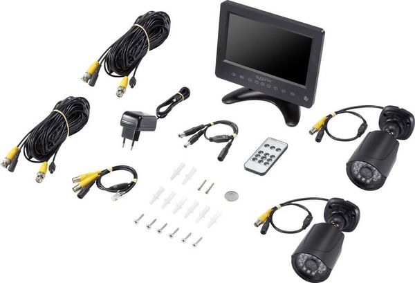 Produktbild: Sygonix SY-4600588 AHD &Uuml;berwachungskamera-Set 2-Kanal mit 2 Kameras 1280 x 720 Pixel