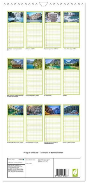Produktbild: Familienplaner 2026 - Pragser Wildsee - Traumziel in den Dolomiten mit 5 Spalten (Wandkalender, 21 x 45 cm) CALVENDO