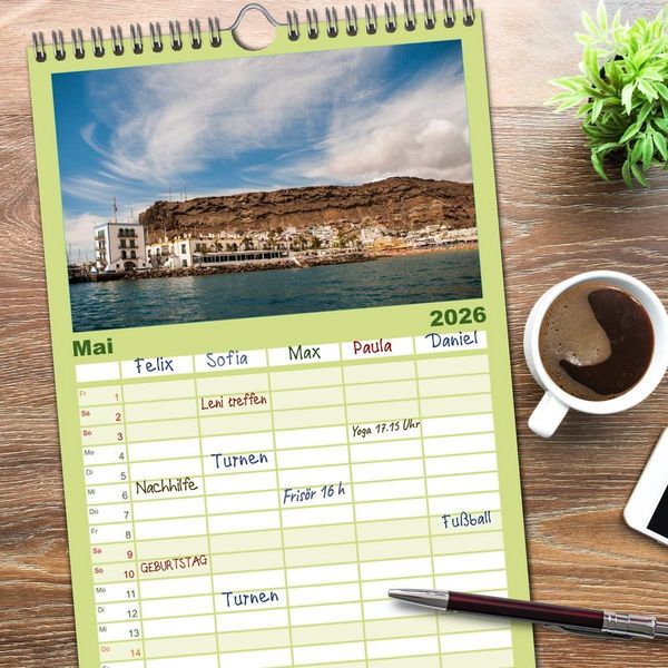 Produktbild: Familienplaner 2026 - Gran Canaria mit 5 Spalten (Wandkalender, 21 x 45 cm) CALVENDO