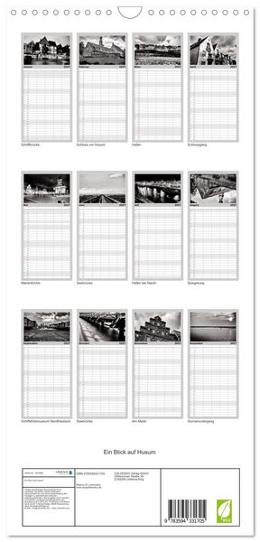 Produktbild: Familienplaner 2027 - Ein Blick auf Husum mit 5 Spalten (Wandkalender, 21 x 45 cm) CALVENDO