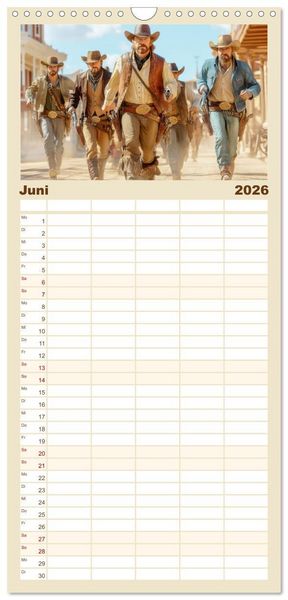 Produktbild: Familienplaner 2026 - Den Wilden Westen hautnah erfahren mit 5 Spalten (Wandkalender, 21 x 45 cm) CALVENDO