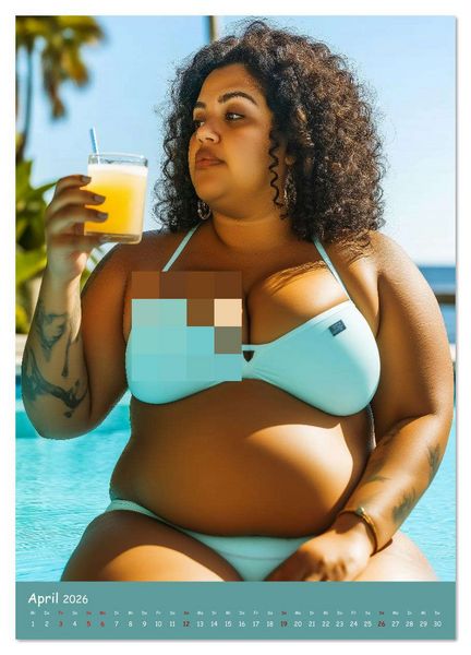 Produktbild: Curvy Pin-up Girls - Verf&uuml;hrerische Rundungen am Pool (Wandkalender 2026 DIN A2 hoch), CALVENDO Monatskalender