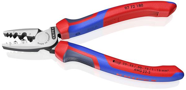 Produktbild: Knipex 97 72 180 Crimpzange Aderendh&uuml;lsen 0.25 bis 16mm&sup2;