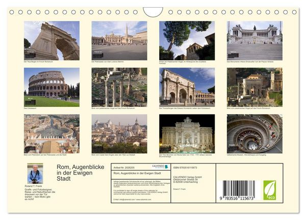 Produktbild: Rom, Augenblicke in der Ewigen Stadt (Wandkalender 2026 DIN A4 quer), CALVENDO Monatskalender