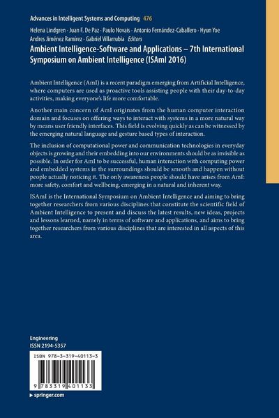 Produktbild: Ambient Intelligence- Software and Applications &ndash; 7th International Symposium on Ambient Intelligence (ISAmI 2016)