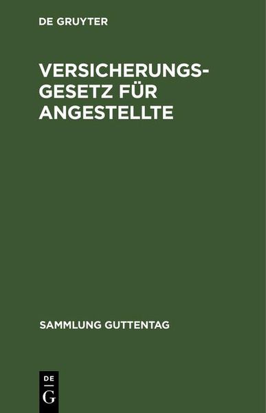 Produktbild: Versicherungsgesetz f&uuml;r Angestellte