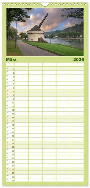 Produktbild: Familienplaner 2026 - Unterwegs - Rhein-Burgen-Weg mit 5 Spalten (Wandkalender, 21 x 45 cm) CALVENDO