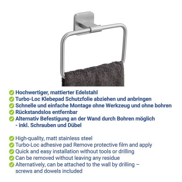 Produktbild: Turbo-Loc&reg; Handtuchring Mod. Porto Matt, Befestigen ohne Bohren