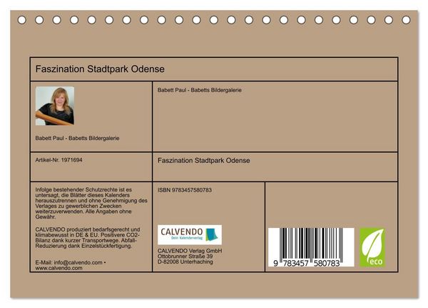 Produktbild: Faszination Stadtpark Odense (Tischkalender 2026 DIN A5 quer), CALVENDO Monatskalender