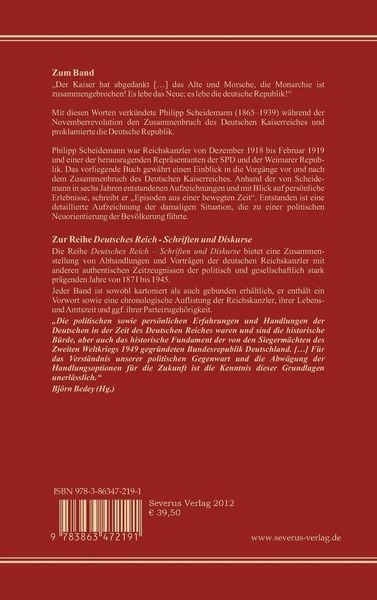 Produktbild: Philipp Scheidemann - Der Zusammenbruch. Zerfall und Niedergang des deutschen Kaiserreiches