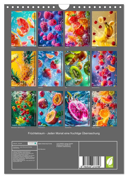 Produktbild: Fr&uuml;chtetraum - Jeden Monat eine fruchtige &Uuml;berraschung (Wandkalender 2026 DIN A4 hoch), CALVENDO Monatskalender