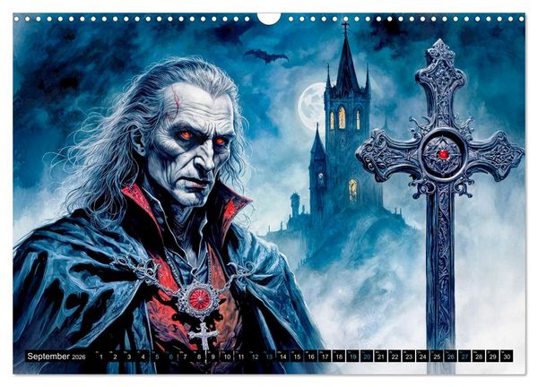 Produktbild: Finsternis der Vampire - Mystischer d&uuml;sterer Fantasy Kalender (Wandkalender 2026 DIN A3 quer), CALVENDO Monatskalender