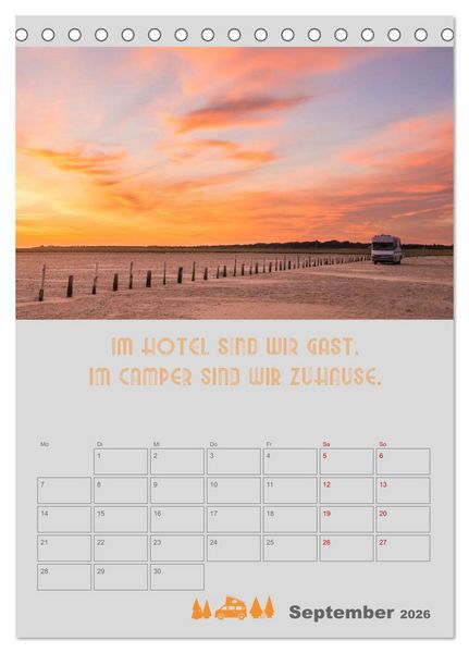 Produktbild: Camping - Hotel kann jeder! (Tischkalender 2026 DIN A5 hoch), CALVENDO Monatskalender
