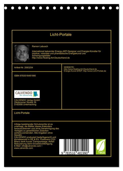 Produktbild: Licht-Portale (Tischkalender 2026 DIN A5 hoch), CALVENDO Monatskalender