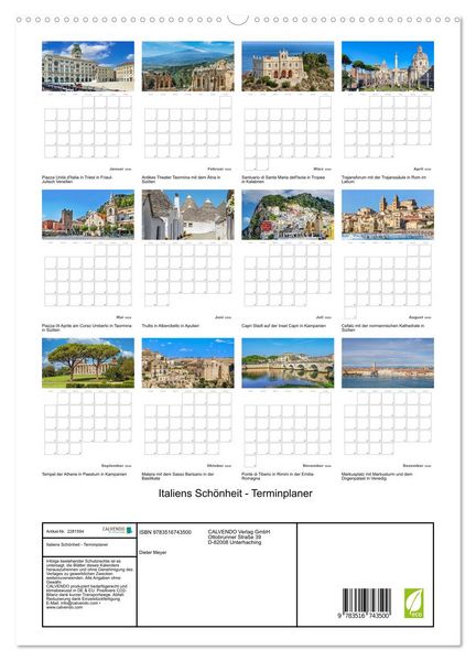 Produktbild: Italiens Sch&ouml;nheit - Terminplaner (hochwertiger Premium Wandkalender 2026 DIN A2 hoch), Kunstdruck in Hochglanz