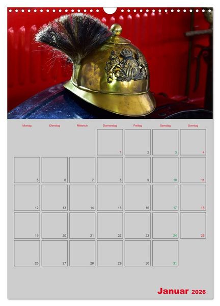 Produktbild: Alte Feuerwehrhelme - Terminplaner (Wandkalender 2026 DIN A3 hoch), CALVENDO Monatskalender