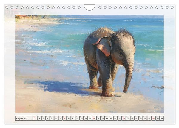 Produktbild: Elefanten am Strand. Zwischen Wellen, Sonne und Sand (Wandkalender 2027 DIN A4 quer), CALVENDO Monatskalender