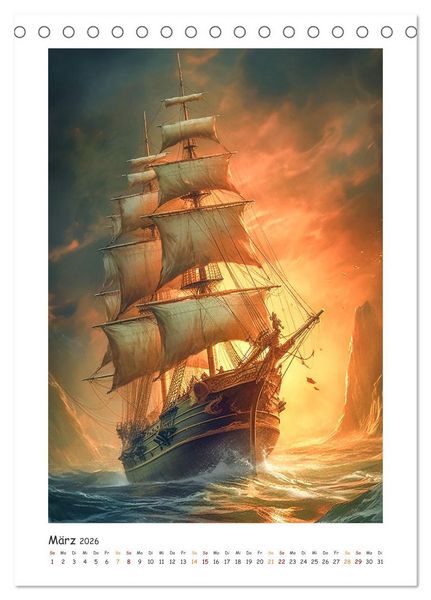 Produktbild: Piratenschiffe (Tischkalender 2026 DIN A5 hoch), CALVENDO Monatskalender