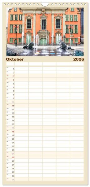 Produktbild: Familienplaner 2026 - Danzig - Eine Perle Polens mit 5 Spalten (Wandkalender, 21 x 45 cm) CALVENDO
