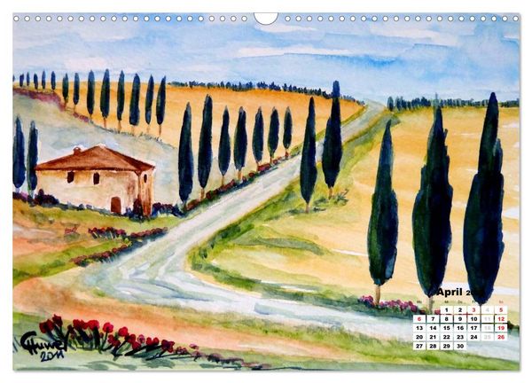 Produktbild: Toskana in Aquarell (Wandkalender 2026 DIN A3 quer), CALVENDO Monatskalender