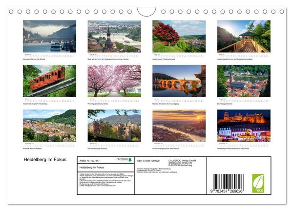 Produktbild: Heidelberg im Fokus (Wandkalender 2026 DIN A4 quer), CALVENDO Monatskalender