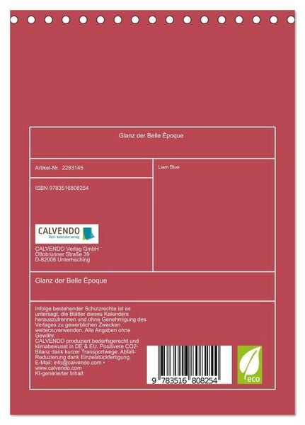 Produktbild: Glanz der Belle &Eacute;poque (Tischkalender 2027 DIN A5 hoch), CALVENDO Monatskalender