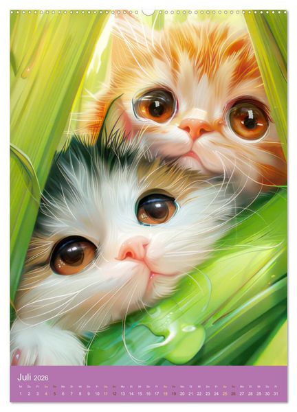 Produktbild: Manga Kinder - Unersch&uuml;tterliche Tierliebe (hochwertiger Premium Wandkalender 2026 DIN A2 hoch), Kunstdruck in Hochglanz