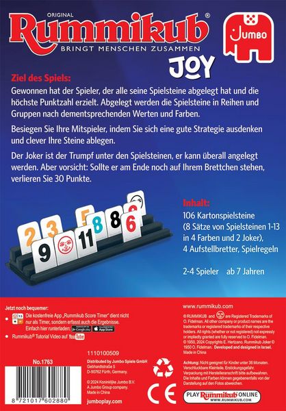 Produktbild: Jumbo 1110100509 - Rummikub Joy, Reisespiel