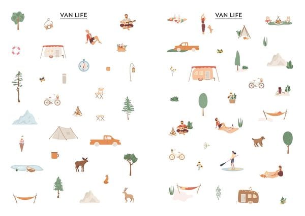 Produktbild: Bullet Journal Stickerbuch &ndash; Camping & Nature Love &ndash; &Uuml;ber 600 Sticker f&uuml;r alle Outdoor-Fans