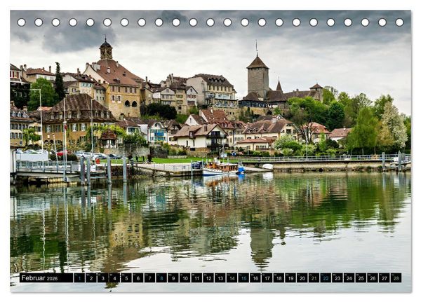 Produktbild: Murten &ndash; Historischer Charme am Ufer des Murtensees (Tischkalender 2026 DIN A5 quer), CALVENDO Monatskalender