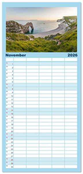 Produktbild: Familienplaner 2026 - Eine Reise durch S&uuml;dengland mit 5 Spalten (Wandkalender, 21 x 45 cm) CALVENDO