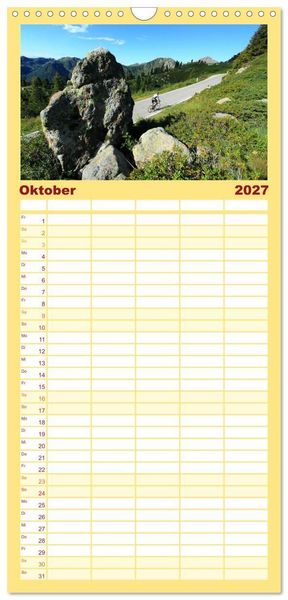 Produktbild: Familienplaner 2027 - Alpenp&auml;sse auf dem Rennrad "Himmlische Serpentinen" mit 5 Spalten (Wandkalender, 21 x 45 cm) CALVENDO