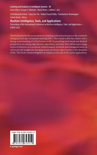 Produktbild: Machine Intelligence, Tools, and Applications
