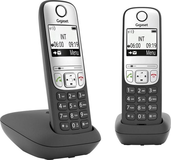 Telefon online A690 Duo DECT analog Freisprechen, Gigaset Basis, bestellen Schnurloses Wahlwiederholung Schwarz mit