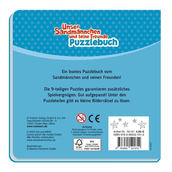 Produktbild: Tr&ouml;tsch Unser Sandm&auml;nnchen Puzzlebuch mit 4 Puzzle Sandmann