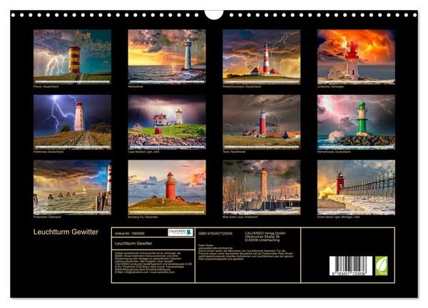 Produktbild: Leuchtturm Gewitter (Wandkalender 2026 DIN A3 quer), CALVENDO Monatskalender