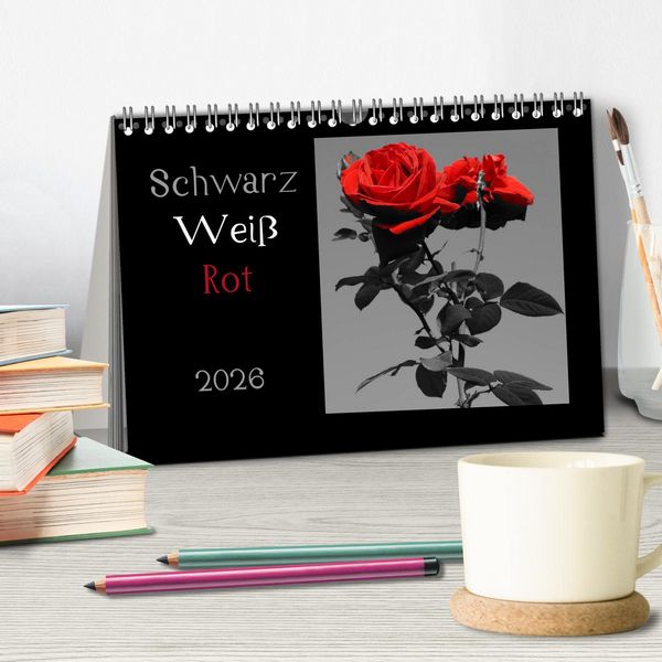 Produktbild: Schwarz-Wei&szlig;-Rot (Tischkalender 2026 DIN A5 quer), CALVENDO Monatskalender