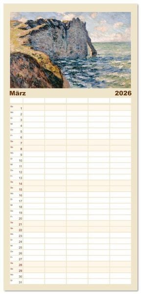 Produktbild: Familienplaner 2026 - Typisch Monet mit 5 Spalten (Wandkalender, 21 x 45 cm) CALVENDO