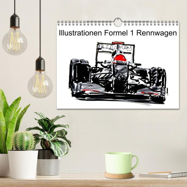 Produktbild: Illustrationen Formel 1 Rennwagen (Wandkalender 2026 DIN A4 quer), CALVENDO Monatskalender