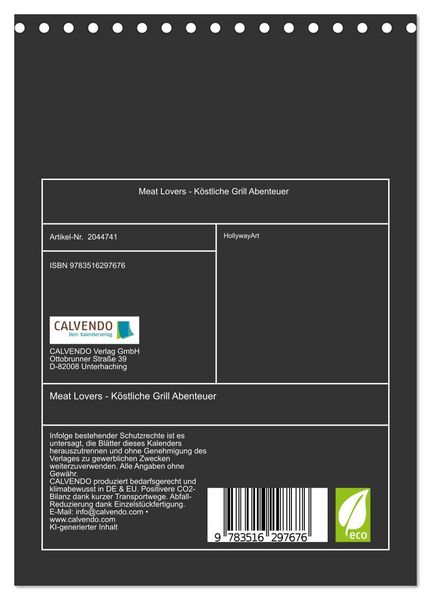 Produktbild: Meat Lovers - K&ouml;stliche Grill Abenteuer (Tischkalender 2026 DIN A5 hoch), CALVENDO Monatskalender