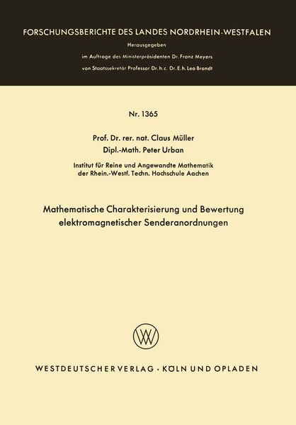 Produktbild: Mathematische Charakterisierung und Bewertung elektromagnetischer Senderanordnungen