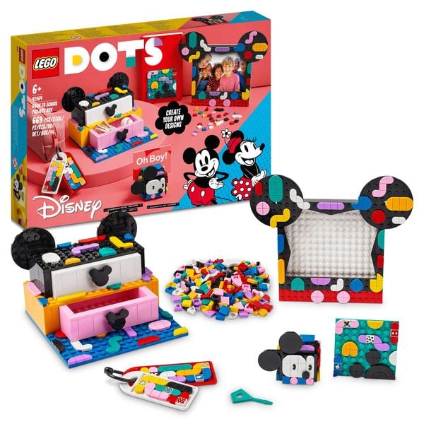 LEGO DOTS 41964 Micky & Minnie Kreativbox zum Schulanfang, 6-in-1 Set