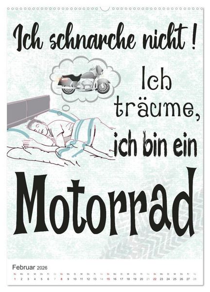 Produktbild: Coole Biker-Spr&uuml;che (Wandkalender 2026 DIN A2 hoch), CALVENDO Monatskalender